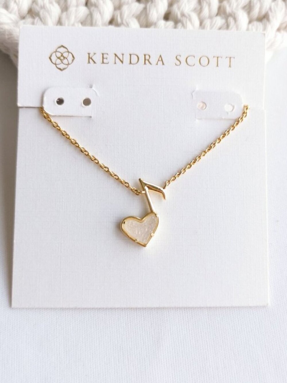 Kendra Scott Ari Heart Music Note Gold Drusy Necklace